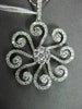 ANTIQUE 1.48CT DIAMOND 18K WHITE GOLD FLOATING FLOWER CHANDELIER PENDANT & CHAIN