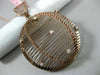 ESTATE LARGE .25CT DIAMOND 14KT ROSE GOLD SEMI GLOBE FAN SHAPE CIRCULAR PENDANT
