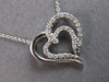 ESTATE .24CT DIAMOND 14KT WHITE GOLD CLASSIC DOUBLE HEART LOVE FLOATING PENDANT