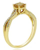 .62CT DIAMOND & AAA CITRINE 14KT YELLOW GOLD CUSHION & ROUND SOLITAIRE LOVE RING