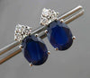 ESTATE 4.23CT DIAMOND & AAA OVAL SAPPHIRE 14KT WHITE GOLD STUD EARRINGS #24449