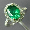 ESTATE LARGE 1.94CT DIAMOND & AAA EMERALD 18KT WHITE GOLD 3D ENGAGEMENT #26503