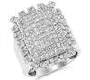 LARGE 2.90CT DIAMOND 14KT WHITE GOLD 3D MULTI ROW  RECTANGULAR MEN'S RING