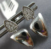 ESTATE .12CT DIAMOND 14KT WHITE GOLD 3D DOUBLE TRIANGULAR FUN HANGING EARRINGS