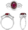 4.17CT DIAMOND & AAA RUBY PLATINUM 3D OVAL & PEAR SHAPE 3 STONE ENGAGEMENT RING