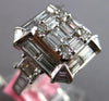 LARGE 3.24CT DIAMOND 18K WHITE GOLD ROUND & BAGUETTE CLUSTER OCTAGON SQUARE RING