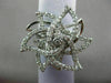 ESTATE LARGE 1.26CT ROUND DIAMOND 18K WHITE GOLD 3D CLASSIC FLOWER STAR FUN RING