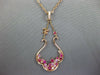 1.90CT DIAMOND & AAA PINK SAPPHIRE & RUBY 14K ROSE GOLD FLOWER TEAR DROP PENDANT