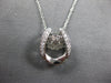 .50CT DANCING DIAMOND 14KT WHITE GOLD 3D LUCKY HORSESHOE FILIGREE PENDANT #27995