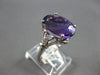 LARGE 8.02CT DIAMOND & AAA AMETHYST 14KT WHITE GOLD OVAL & ROUND FILIGREE RING