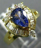 ESTATE WIDE 1.33CT DIAMOND & AAA TANZANITE 14K YELLOW GOLD ENGAGEMENT RING #9787