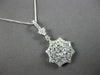 ESTATE LARGE .94CT DIAMOND 18KT WHITE GOLD 3D FLOWER STARBURST FLOATING PENDANT