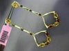 LARGE 2.7CT DIAMOND & AAA CITRINE GARNET 14K YELLOW GOLD SQUARE HANGING EARRINGS