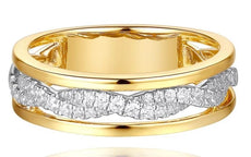 .24CT DIAMOND 14KT 2 TONE GOLD 3D DOUBLE INFINITY ROPE WEDDING ANNIVERSARY RING
