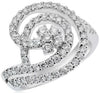 ESTATE WIDE 1.01CT DIAMOND 14KT WHITE GOLD 3D MULTI ROW FLOWER LOVE KNOT RING