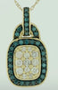 .58CT WHITE & BLUE DIAMOND 14K YELLOW GOLD 3D CLUSTER FILIGREE LOVE KNOT PENDANT
