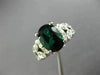 ESTATE LARGE 2.7CT DIAMOND & AAA GREEN TOURMALINE 14K WHITE GOLD ENGAGEMENT RING