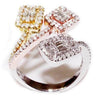 ESTATE .95CT DIAMOND 18K TRI COLOR GOLD 3D ROUND & BAGUETTE CRISS CROSS FUN RING