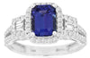 2.23CT DIAMOND & AAA TANZANITE 14KT WHITE GOLD EMERALD CUT HALO ENGAGEMENT RING