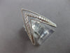 LARGE .26CT DIAMOND 14KT WHITE GOLD 3D 3 ROW CLASSIC V SHAPE TRIANGULAR FUN RING