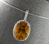 5.77CT DIAMOND & CITRINE 14KT WHITE GOLD OVAL & ROUND FILIGREE FLOATING PENDANT