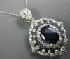 LARGE 4.7CT DIAMOND & AAA SAPPHIRE 14K WHITE GOLD OVAL FILIGREE FLOATING PENDANT