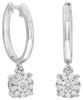 ESTATE .38CT DIAMOND 14KT WHITE GOLD CLASSIC FLOWER HUGGIE FUN HANGING EARRINGS