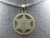 .58CT WHITE & BLACK DIAMOND 14KT WHITE GOLD STAR OF DAVID CHAI CIRCULAR PENDANT