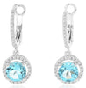 2.16CT DIAMOND & AAA BLUE TOPAZ 14KT WHITE GOLD 3D ROUND HALO HANGING EARRINGS