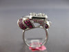 EXTRA LARGE 5.39CT DIAMOND & AAA RUBY 18K WHITE GOLD SEMI CRESCENT COCKTAIL RING