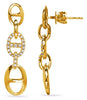 ESTATE .21CT DIAMOND 14KT YELLOW GOLD DOUBLE LOVE KNOT OVAL FUN HANGING EARRINGS