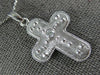 .07CT DIAMOND 14KT WHITE GOLD 3D SOLITAIRE MATTE AND SHINY CROSS PENDANT #27013