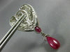 EXTRA LARGE 12.0CT DIAMOND & AAA RUBY 14K WHITE GOLD 3D HEART HANGING EARRINGS