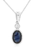 .61CT DIAMOND & AAA SAPPHIRE 14KT WHITE GOLD 3D OVAL & ROUND 2 STONE FUN PENDANT