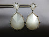 1.15CT WHITE & BLACK DIAMOND & AAA WHITE QUARTZ 14KT WHITE GOLD HANGING EARRINGS