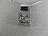ESTATE WIDE .51CT DIAMOND 14K WHITE GOLD FILIGREE SQUARE SOLITAIRE PENDANT 18693