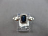 ESTATE .83CT DIAMOND & AAA SAPPHIRE 14K WHITE GOLD EMERALD CUT & ROUND LOVE RING