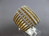 ESTATE EXTRA LARGE 1.05CT DIAMOND 14K 2 TONE GOLD MULTI ROW CRISS CROSS FUN RING