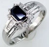 1.04CT DIAMOND & AAA SAPPHIRE 14KT WHITE GOLD 3D EMERALD CUT & ROUND SQUARE RING