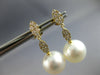 ESTATE LARGE .45CT DIAMOND & AAA SOUTH SEA PEARL 18KT YELLOW GOLD CLASSIC LEAF EARRINGS