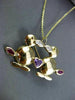 ANTIQUE LARGE 1.50CT AAA MULTI GEM 18KT YELLOW GOLD LOVE DUCK BROOCH CUTE #20178