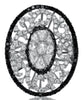 ESTATE LARGE 2.65CT WHITE & BLACK DIAMOND 18KT WHITE GOLD CLUSTER OVAL FUN RING