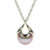 ESTATE AAA PINK PEARL 14KT WHITE GOLD 3D MULTI LEAF SOLITAIRE FLOATING PENDANT