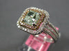 LARGE GIA 1.57CT WHITE PINK & GREEN DIAMOND 18K WHITE & ROSE GOLD 3D SQUARE RING