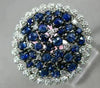 ESTATE EXTRA LARGE .56CT DIAMOND & MULTI GEM 14KT WHITE GOLD 3D MULTI SHAPE RING