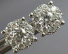 ESTATE LARGE .80CT DIAMOND 14KT WHITE GOLD 3D CLUSTER INVISIBLE STUD EARRINGS