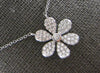 ESTATE .44CT DIAMOND 14KT WHITE GOLD 3D CLASSIC ROUND FLOWER LOVE NECKLACE