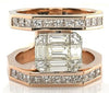 LARGE .92CT DIAMOND 18K ROSE GOLD PRINCESS & BAGUETTE SQUARE INVISIBLE MENS RING