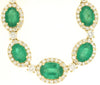 LARGE 17.40CT DIAMOND & AAA EMERALD 14KT YELLOW GOLD OVAL & ROUND LOVE NECKLACE