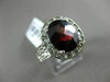 ESTATE LARGE 4.49CT DIAMOND & AAA GARNET 14KT WHITE GOLD OVAL FILIGREE FUN RING